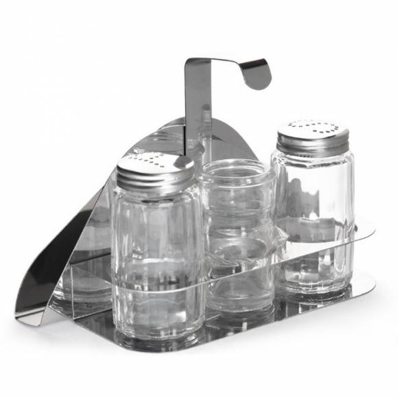 Набор для специй 3 предмета (соль, перец, зубоч) + салфетница нерж., крюк Luxstahl [KH-408]