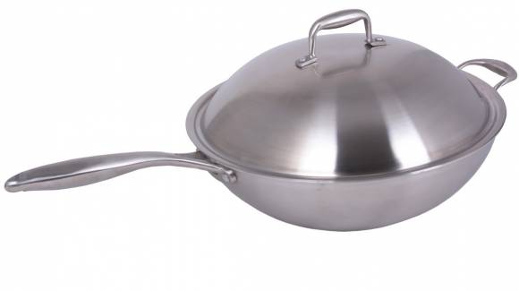 Сковорода WOK 360мм INDOKOR нерж. с крышкой, ручкой WIND36BL