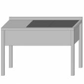 Стол производственный с двумя ваннами цельнотянутыми 1700*700*850 гл.250 мм с бортом Стол производственный с двумя ваннами цельнотянутыми 1700*700*850 гл.250 мм с бортом