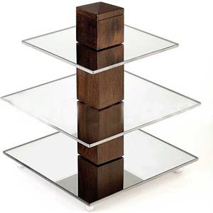 Этажерка 3-х ярусная 250х250х305мм фуршетная APS стекло, темное дерево 12415  03080645