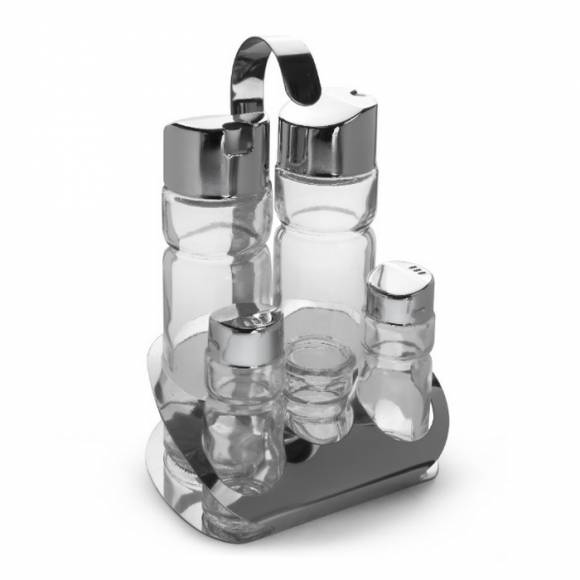 Набор для специй 5 предметов (соль, перец, зубоч, масло, уксус) нерж., крюк Luxstahl [KH-503]