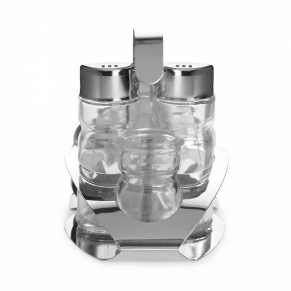 Набор для специй 3 предмета (соль, перец, зубоч) + салфетница нерж., крюк Luxstahl [KH-403]