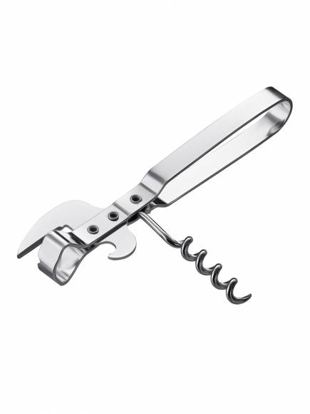 Открывалка для консервных банок 15 см. с штопором, сталь 77008 Открывалка для консервных банок 15 см. с штопором, сталь 77008