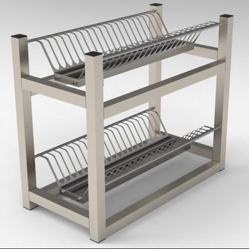 Полка для сушки тарелок 2-х уровневая 900*300*500 (НЕРЖ)