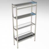 Стеллаж для сушки терелок и стаканов 4-х уровневый (2 Ст+2 Тар) 500*300*1700 (НЕРЖ) Стеллаж для сушки терелок и стаканов 4-х уровневый (2 Ст+2 Тар) 500*300*1700 (НЕРЖ)