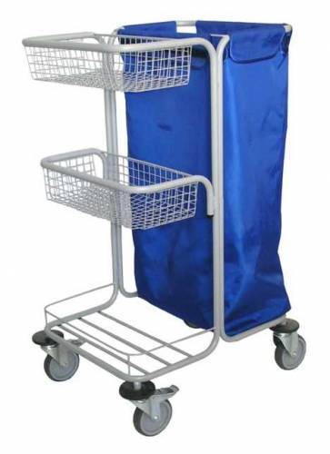 Тележка для уборки ТУ9 ОЛДАК полка, 2 сетчатые корзины, мешок 110л Тележка для уборки ТУ9 ОЛДАК полка, 2 сетчатые корзины, мешок 110л