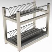 Полка для сушки тарелок 2-х уровневая 800*300*500 (НЕРЖ) с поддоном Полка для сушки тарелок 2-х уровневая 800*300*500 (НЕРЖ) с поддоном