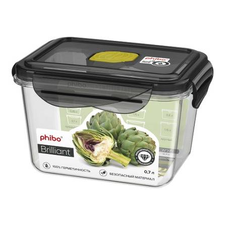 Контейнер для продуктов прямоуг. 0,7 л. 13*10*8 см. герметичный с клапаном "Бриллиант" 431179313 Контейнер для продуктов прямоуг. 0,7 л. 13*10*8 см. герметичный с клапаном "Бриллиант" 431179313