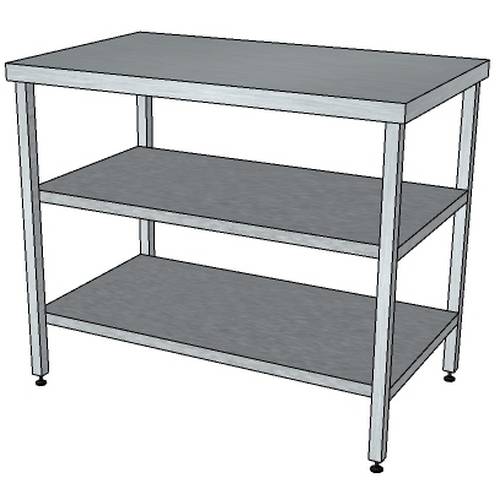 СП2П стол производственный с 2-мя полками и без борта 1500*700*850 СП2П стол производственный с 2-мя полками и без борта 1500*700*850