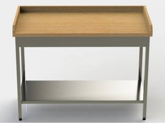 СППМР Стол производственный для мучных работ 500*700*850мм с полкой, 3-мя бортами