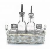 Набор для специй 4 предмета в плетеной подставке P.L. Набор для специй 4 предмета в плетеной подставке P.L.