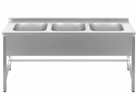 Ванна моечная 3-х секционная 2000*800*850 гл.300 с бортом (цельнотянутые мойки) Ванна моечная 3-х секционная 2000*800*850 гл.300 с бортом (цельнотянутые мойки)