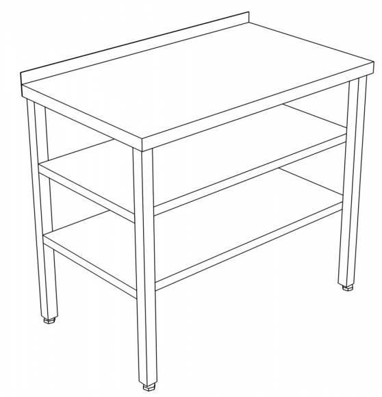 СП2П стол производственный с 2-мя полками и бортом 1800*900*850