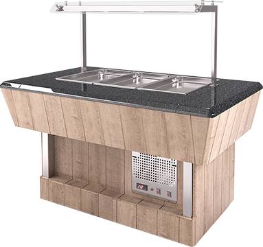 Прилавок холодильный Refettorio (шведский стол пристенный) RС43SP каменная столешница для 4хGN1/1