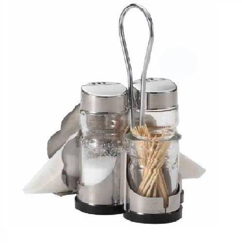 Набор для специй 3 предмета (соль, перец, зубочистки) + салфетница 433