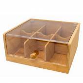 Контейнер для пакетиков чая 6 отд. 22*21*10 см. бамбук с пластик. прозрачной крышкой VB FIH 678