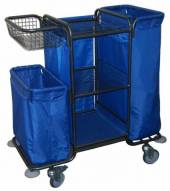 Тележка для горничных ТГ3 ОЛДАК 3 сетчатые полки со шторками, сетчатая корзина, 2 мешка 110л/75л