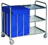 Тележка для горничных ТН2 ОЛДАК платформа нерж. 3 полки, мешок 200л с крышкой