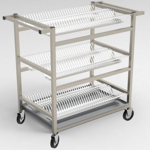 Тележка для сушки тарелок 3-х уровневая с поддоном 1100*600*1100 (НЕРЖ), колеса 125мм Тележка для сушки тарелок 3-х уровневая с поддоном 1100*600*1100 (НЕРЖ), колеса 125мм