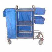 Тележка для горничных ТГ1.1 ОЛДАК 3 сетчатые полки, 2 корзины, подставка, мешок 110л