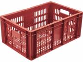 Ящик 600*400*250 мм. колбасный прямой перфорир. красный/1/36/