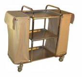 Тележка для горничных универсальная ТГН2 ОЛДАК нерж., 3 полки, 2 мешка по 110л