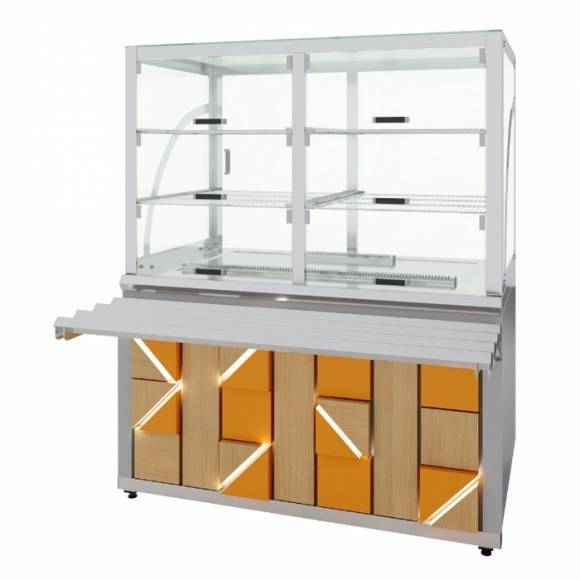 Прилавок холодильный Junior Luxstahl ПХК (С)-1200 Premium (нерж.) без фасада