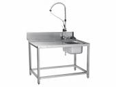 Стол предмоечный Абат СПМП-7-4 (1300х700 мм) душ-стойка, для туннельных посудомоечных машин		