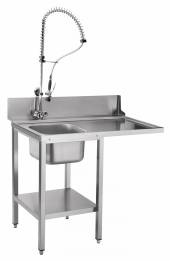 Стол предмоечный Абат СПМФ-7-1 для фронтальной посудомоечной машины (1160х690 мм) душ-стойка				
