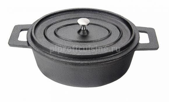 Кастрюля порционная овальная чугун P.L. с крышкой 15701-18 81200029 Кастрюля порционная овальная чугун P.L. с крышкой 15701-18 81200029