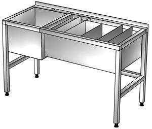 Барная станция 1700*600*850, с бортом, ванной моечной гл. 300, нерж.
