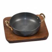 Сковородка алюминий с анодированным покрытием 500 мл для подачи на деревянной подставке SG-77718(B)