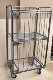 Тележка-стеллаж для белья ТБ12.4 ОЛДАК сетчатый, 2 дверцы, откидная средняя полка