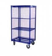 Тележка-стеллаж для белья ТБ12.7 ОЛДАК сетчатый, 3 полки, 2 дверцы
