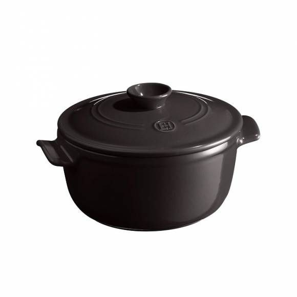 Кастрюля 2,5 л. d=22,0 см. h=15,5 см. с крышкой черная керамика Emile Henry 794525