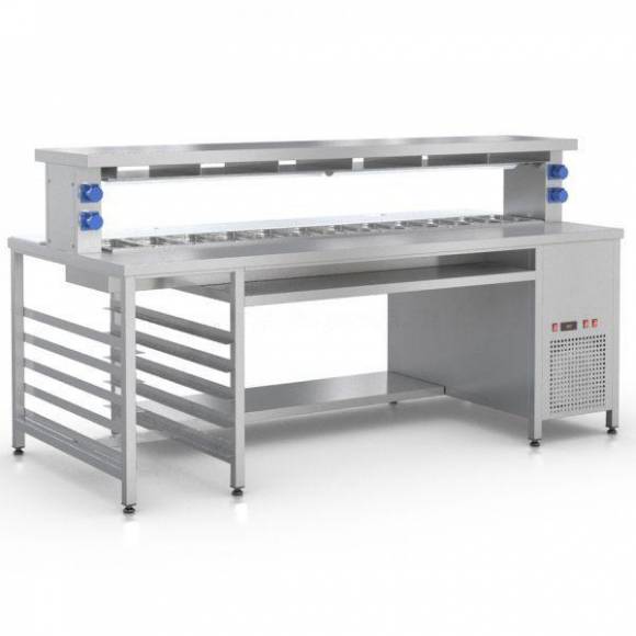 Стол фасовочный островной с охл. ванной и тепловой пов. RoboLabs СФО-240