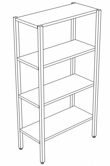 СТП4 стеллаж производственный 4 полки 800*400*1800 СТП4 стеллаж производственный 4 полки 800*400*1800