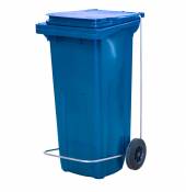 Бак для мусора 120 л 55*45*96 см. синий, с крышкой на колёсах с педалью 68446 Бак для мусора 120 л 55*45*96 см. синий, с крышкой на колёсах с педалью 68446