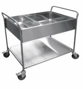 Тележка для сбора посуды Абат ТС-100 (1000х500мм) 1 полка, 2 г/емк. , вся нерж. Тележка для сбора посуды Абат ТС-100 (1000х500мм) 1 полка, 2 г/емк. , вся нерж.