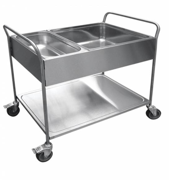 Тележка для сбора посуды Абат ТС-100 (1000х500мм) 1 полка, 2 г/емк. , вся нерж.						