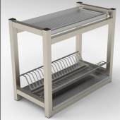 Полка для сушки тарелок и стаканов 2-х уровневая 500*300*500 (нерж) с поддоном Полка для сушки тарелок и стаканов 2-х уровневая 500*300*500 (нерж) с поддоном