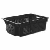 Ящик перфорированный 600х400х200мм конусный для овощей черный 40852.