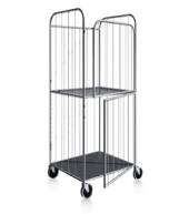 Тележка-стеллаж для прачечной ТП21.2 ОЛДАК две дверцы, откидная полка, нерж.