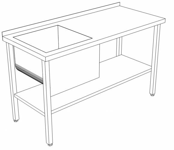 СППВМ стол производственный с полкой и ванной моечной 1400*700*850 гл.350 мм с бортом СППВМ стол производственный с полкой и ванной моечной 1400*700*850 гл.350 мм с бортом