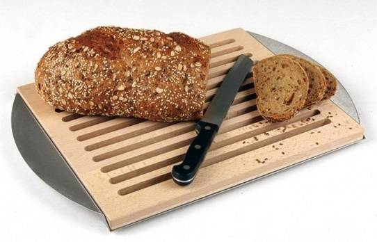 Доска (на подносе для крошек) для нарезки хлеба, 47х25.5см, дерево, WAS 1851470 