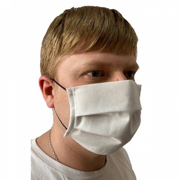 Маска защитная одноразовая 3-х слойная из спанбонда на резинках /100/ Маска защитная одноразовая 3-х слойная из спанбонда на резинках /100/