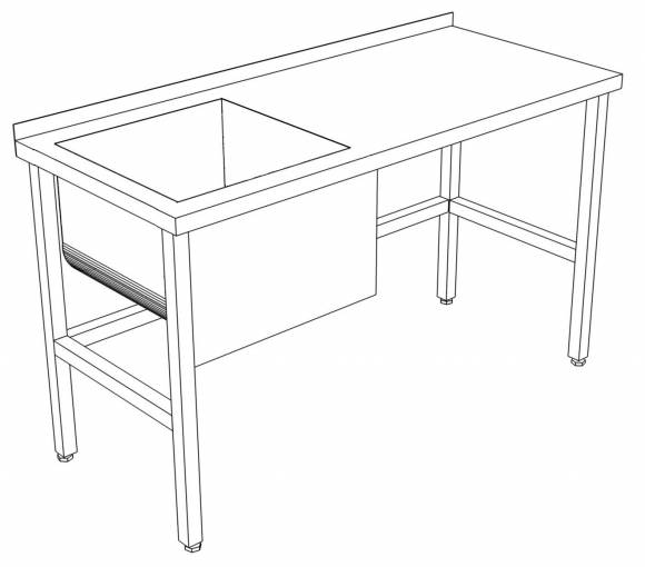 СПВМ стол производственный с ванной моечной 700*400*850 гл.450 мм с бортом