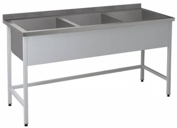 ВМЭ3 Ванна моечная сварная 3-х секционная 1200*700*850 гл.300 ЭКОНОМ с бортом