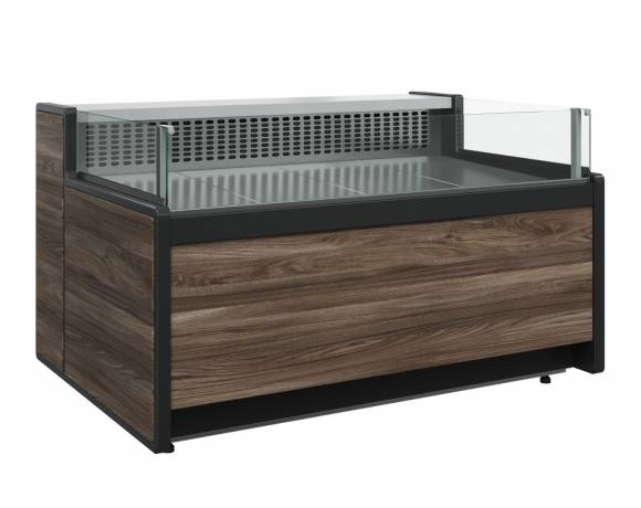 Витрина холодильная Полюс GC111 SP 1,5-2 (рыба на льду) (1008 (Темный дуб)) без боковин