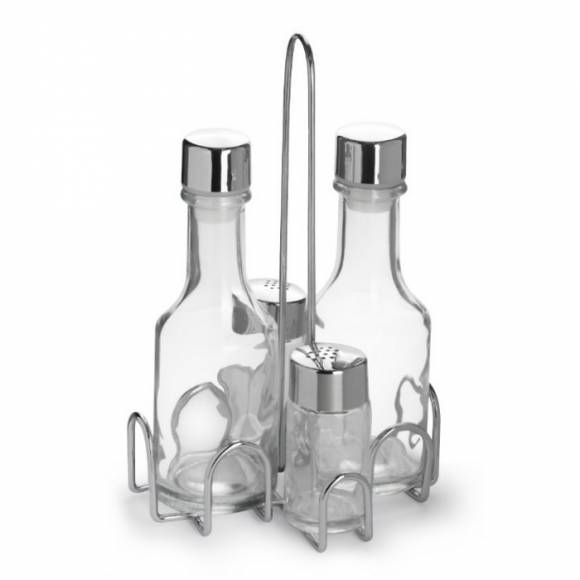 Набор для специй 4 предмета (соль, перец, масло, уксус) нерж., замкнутый круг Luxstahl [KH-414]